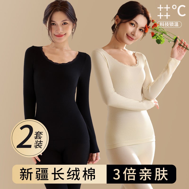 Thermal Underwear Women'S Cotton Base Layer Slim Fit Body Shaping Top And Bottom Set - Image 2